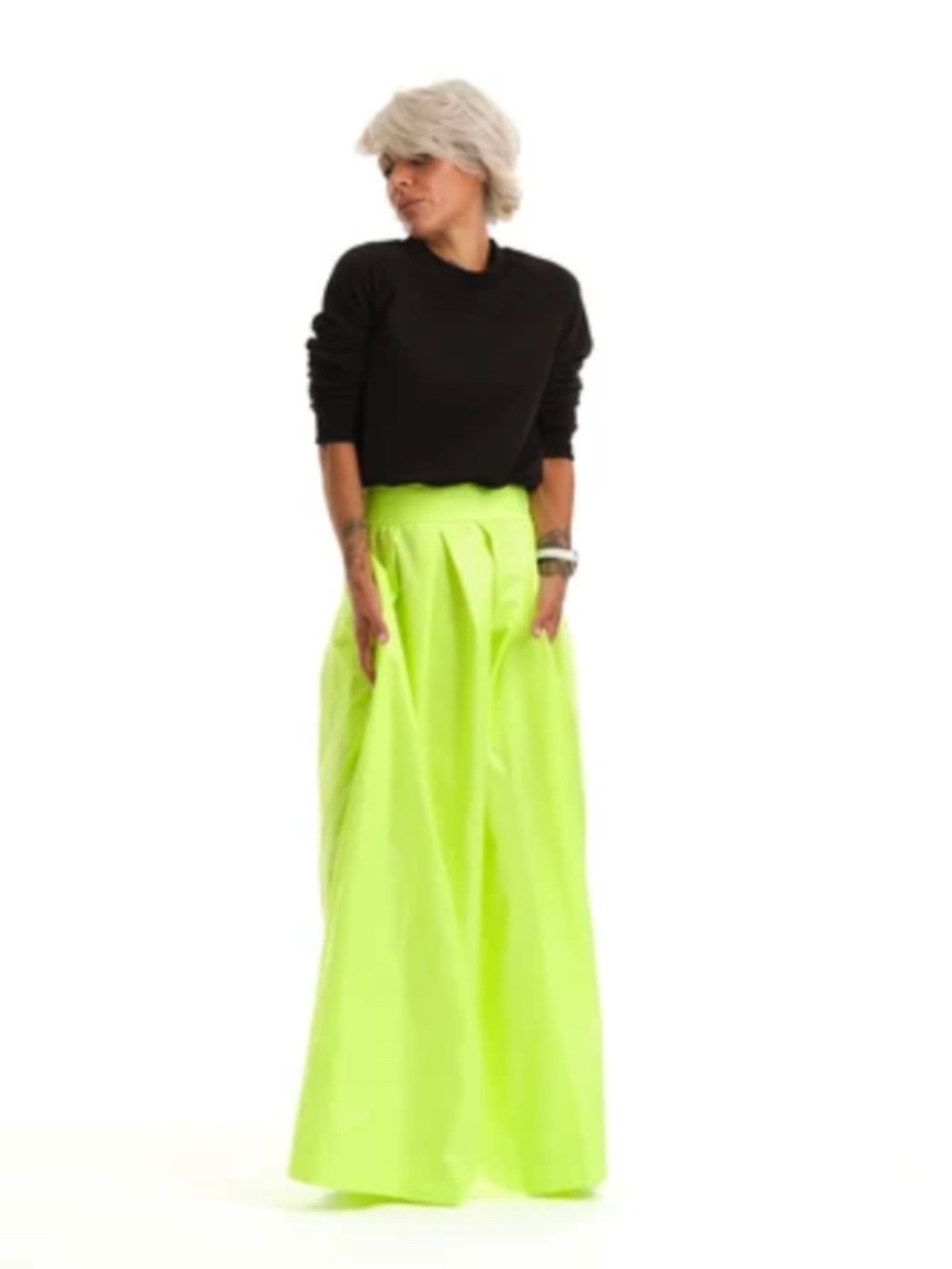 LOCKER ROOM Neon Yellow Ruched Maxi Skirt
